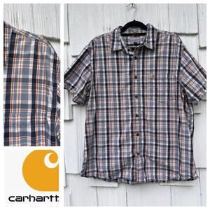 Carhartt Relaxed Fit Plaid Short Sleeve Button Up Casusal Shirt XL‎